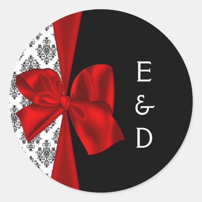 red wedding Monogram label (Front)