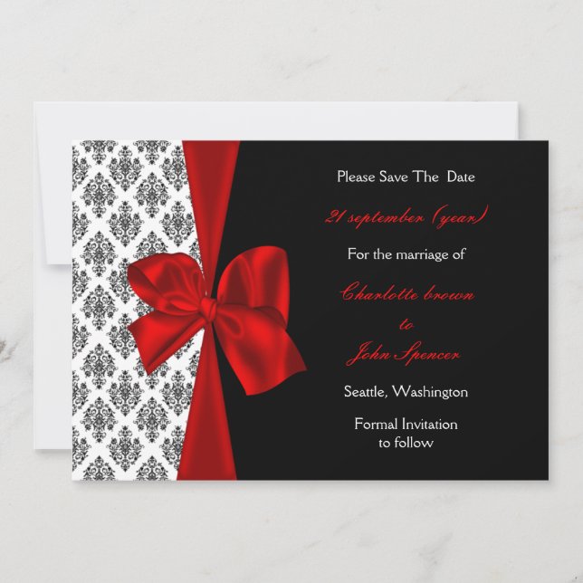 red wedding save the date announcement (Front)
