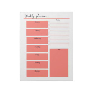 Red Weekly Planner Notepad