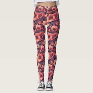 Red Weightlifting Anemones Flower Bridesmaid Gifts Leggings