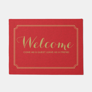 Red welcome doormat