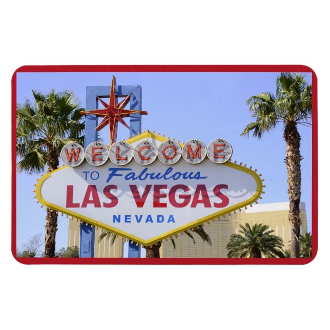 Red Welcome Sign Nevada Las Vegas Magnet (Horizontal)