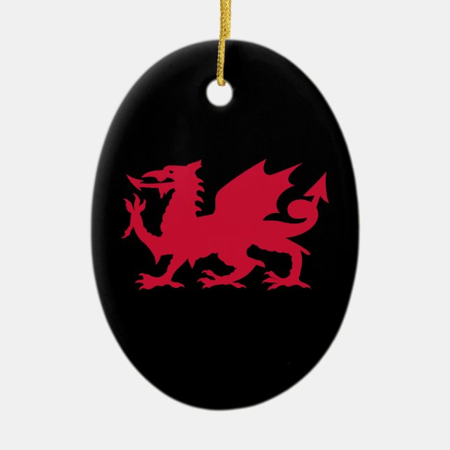 Red Welsh Dragon Ceramic Ornament (Front)
