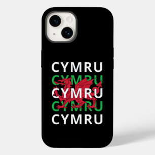 Red Welsh Dragon Cymru Repeating Text Wales Roots Case-Mate iPhone 14 Case