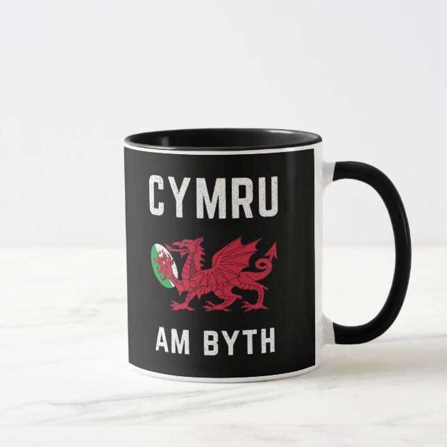 Red Welsh Dragon Cymru Roots Rugby Fan Wales Flag Mug (Right)
