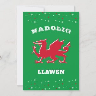 Red Welsh Dragon Merry Christmas Nadolig Llawen Holiday Card