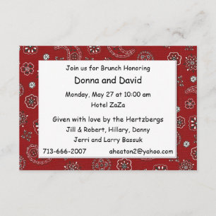 Red Western Bandana Custom Brunch Invite 8
