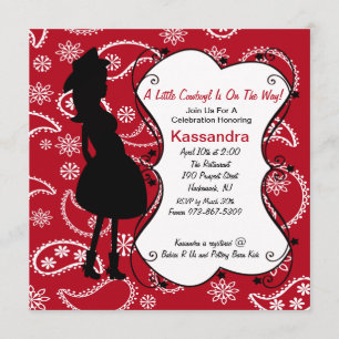 Red Western Mother to Be Baby Shower Invitation