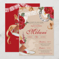 Red Western Rose Charro Ranchero Quinceanera