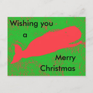 Red whale Christmas postcard