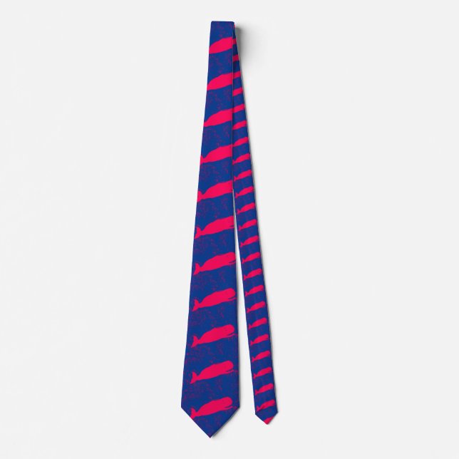 red whales on dark blue tie (Front)