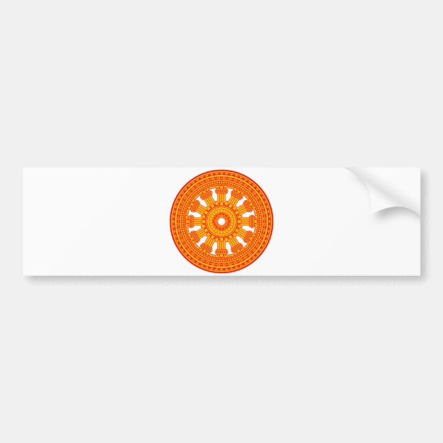 Red Wheel of Dharma (Buddhist Art) Bumper Sticker (Front)