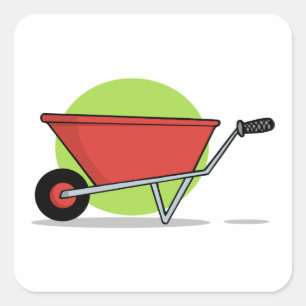 Red Wheelbarrow Garden Cart Square Sticker