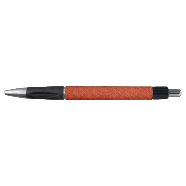 Red Whimsical Abstract Geometric Pen (Front)