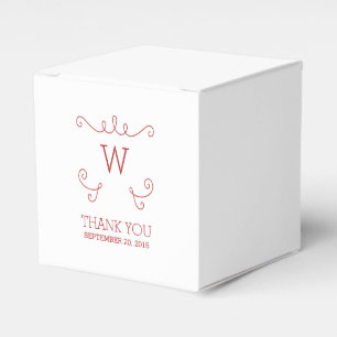 Red Whimsical Flourish Monogram Favour Boxes