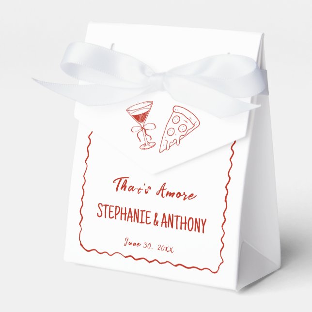 Red Whimsical Frame That's Amore Italian Wedding Favor Box (Front Side)