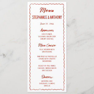 Red Whimsical Frame That's Amore Italian Wedding Menu