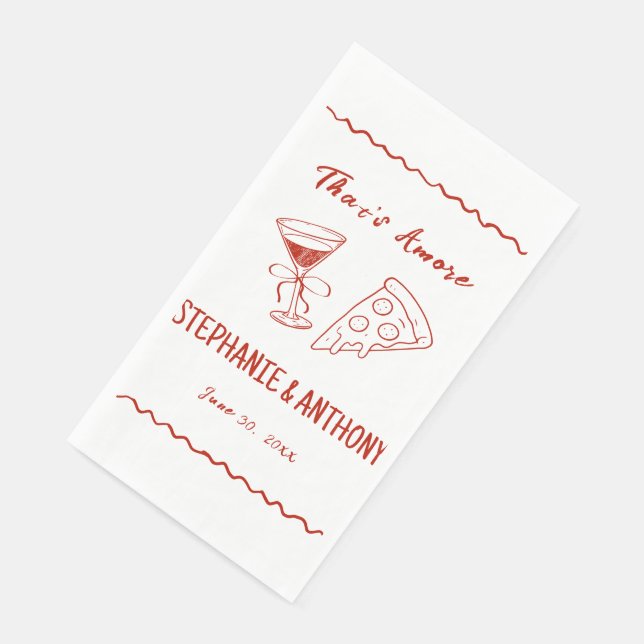 Red Whimsical Frame That's Amore Italian Wedding Napkin (Corner)