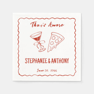 Red Whimsical Frame That's Amore Italian Wedding Napkin