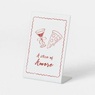 Red Whimsical Frame That's Amore Italian Wedding Pedestal Sign