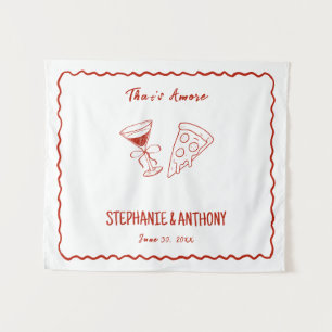 Red Whimsical Frame That's Amore Italian Wedding Tapestry