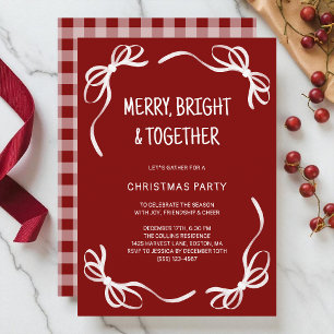 Red Whimsical Hand Drawn Friends Christmas Party Invitation