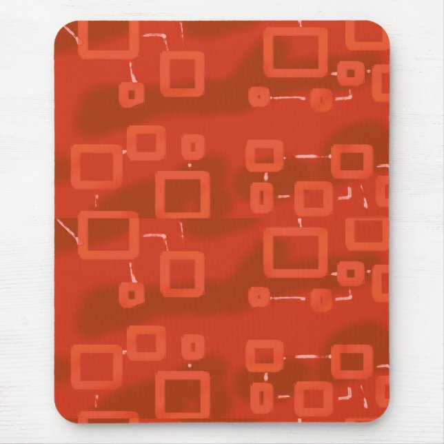 Red Whimsical Modern Abstract Mouse Pad (Front)