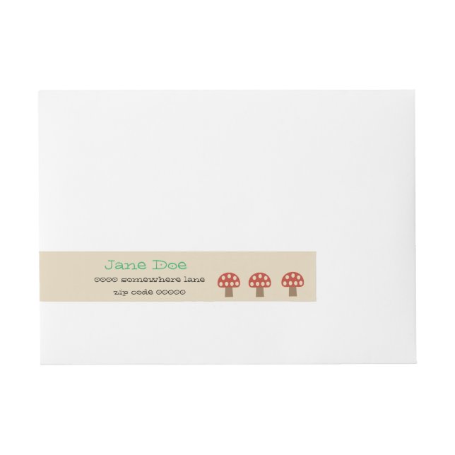 Red Whimsical Mushrooms wrap around address labels (Front)