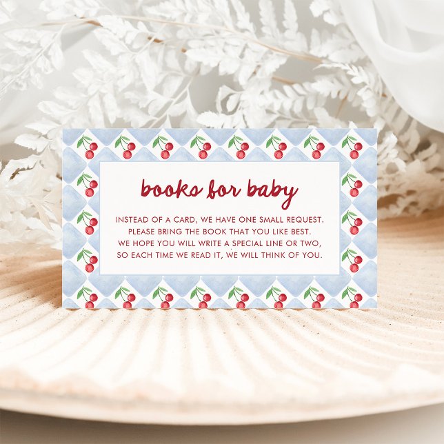 Red Whimsical Retro Cherries | Books for Baby Enclosure Card (Creator Uploaded)