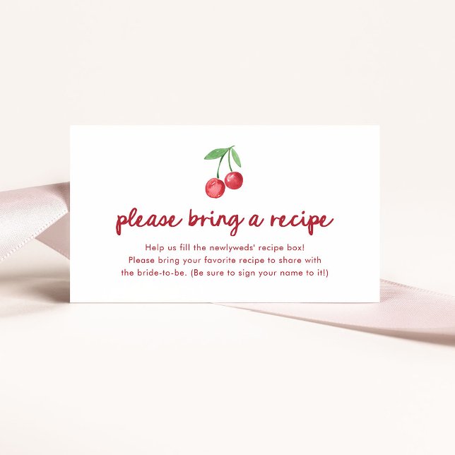 Red Whimsical Retro Cherries | Recipe Request Enclosure Card (Creator Uploaded)