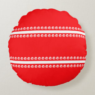 Red whine lines dots round pillow
