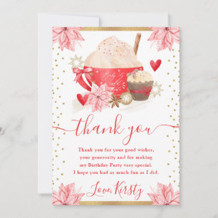 Red Whipped Cocoa Birthday Party Thank You Card