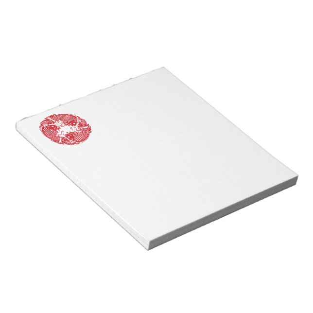Red Whirling Koi Carp Fish Group Classic SqN2 Notepad (Angled)