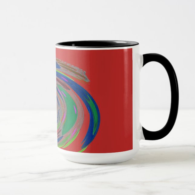 Red Whirlwind Design Monogram Mug (Right)