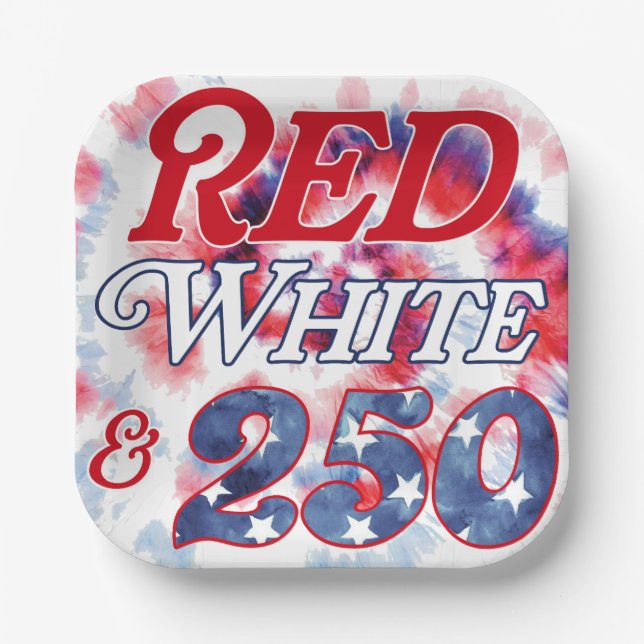 Red White & 250 Paper Plate (Front)