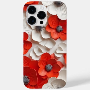 RED WHITE 3-D LOOK POPPY ANEMONE FLOWERS Case-Mate iPhone 14 PRO MAX CASE