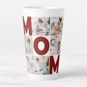 Red & White 6 Photo Collage Mom Latte Mug