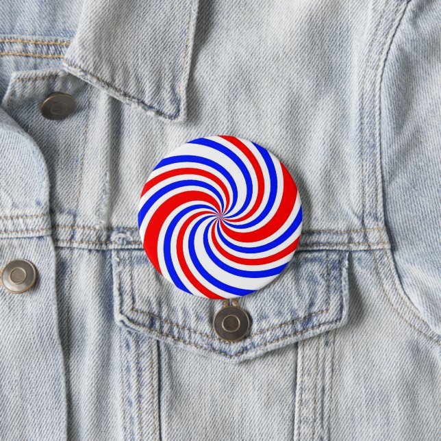 Red, White abd Blue Swirls 3 Inch Round Button (In Situ)