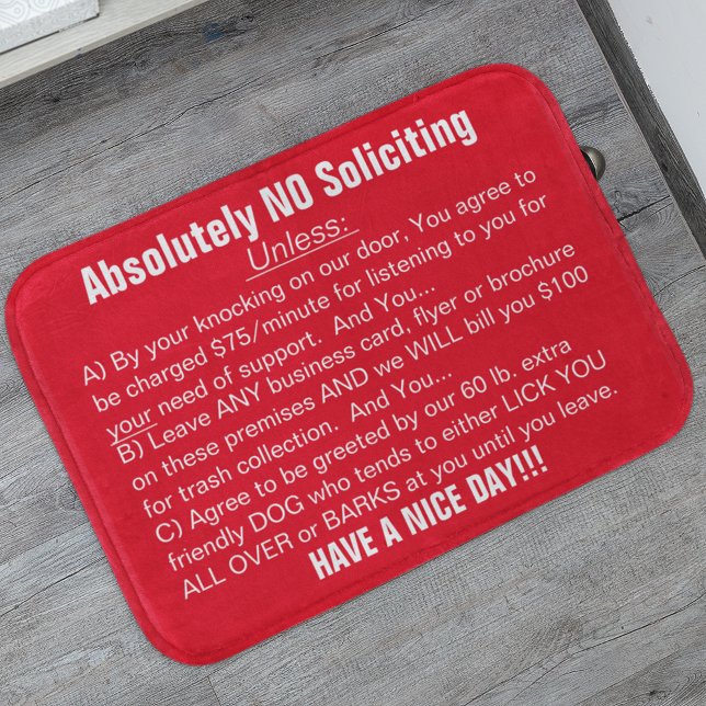 Red White Absolutely No Soliciting Doormat (Creator Uploaded)