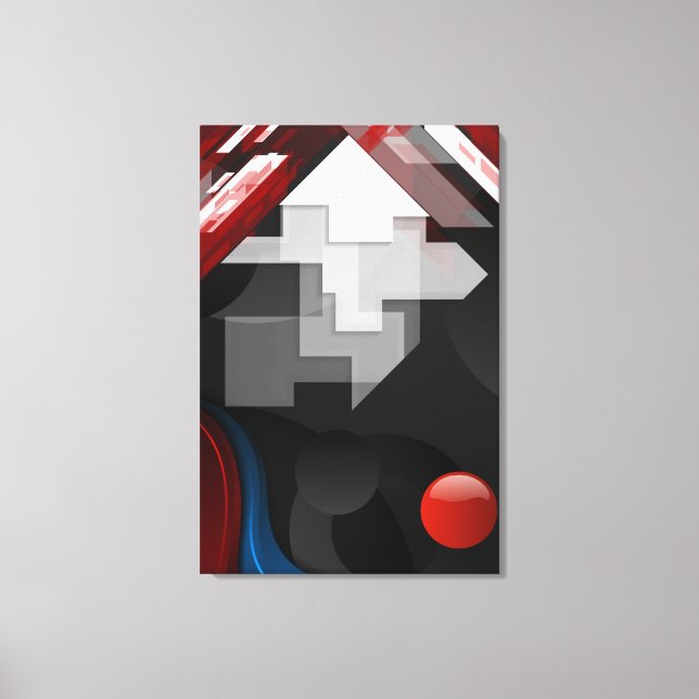 RED & WHITE ABSTRACT CANVAS PRINT (Front)