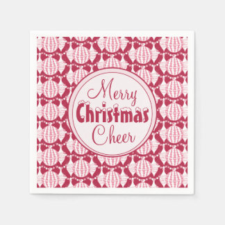 Red & White Abstract Christmas Bulbs w/ Snowy Font Napkin