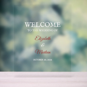 Red & White Acrylic Sign for Autumn Wedding