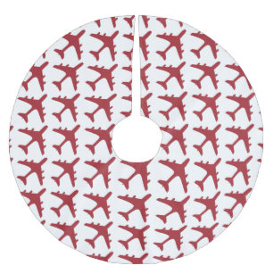Red white airplane pattern tree skirt