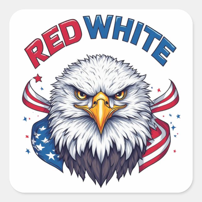 Red White American Flag Patriotic Square Sticker (Front)