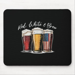 Red White &amp; Beer Patriotic Usa Flag 4th Of Jul Mouse Pad