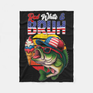 Red White & Bruh Independence Day Quote Fleece Blanket