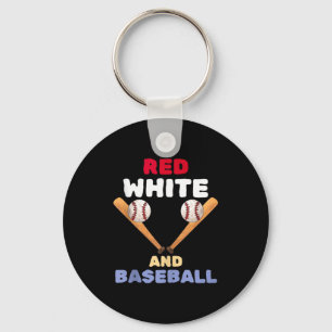 Red white and baseball patriotic bat ball 4th of keychain