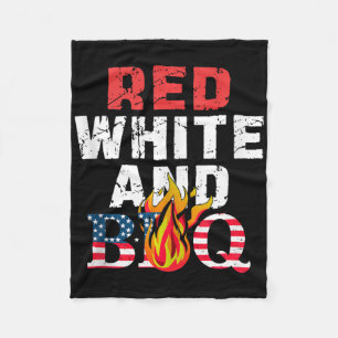 Red White And Bbq 4th Of July Usa Flag American Pr Fleece Blanket