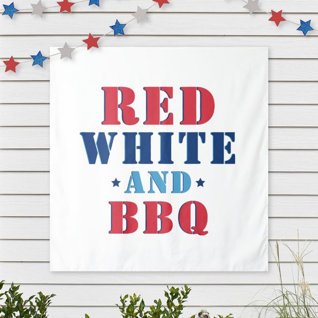 Red White and BBQ Funny Patriotic Tapestry (Creator Uploaded)