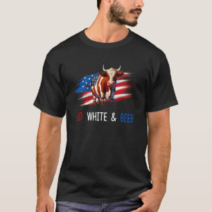Red White And Beef Vintage Usa Flag 4th Of July Fu T-Shirt